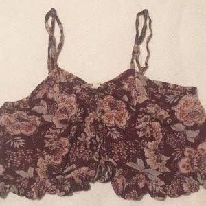 Burgundy Floral crop top